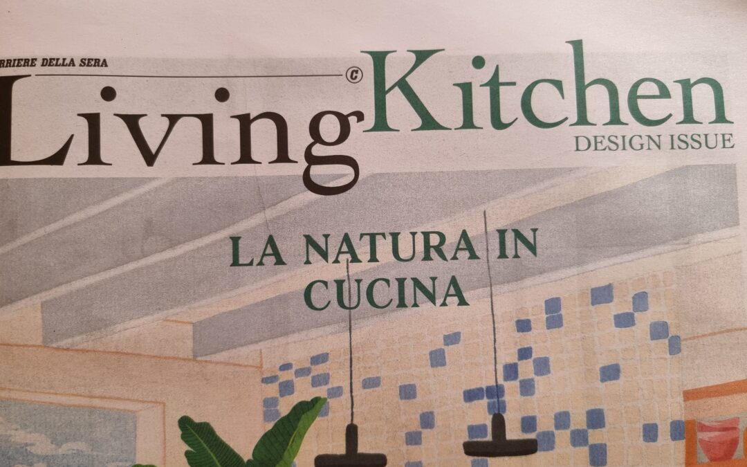Doodesign su Corriere Living con lo sgabello Stele in una cucina di Pietro Lissoni Boffi